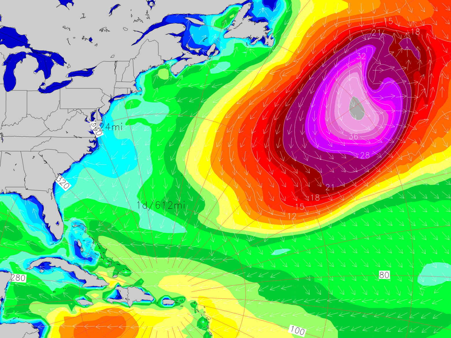 Hurricane Force Atlantic Low Delivers to Caribbean