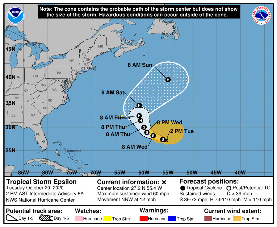 Tropical Storm Epsilon Makes for Northeast Three-Peat