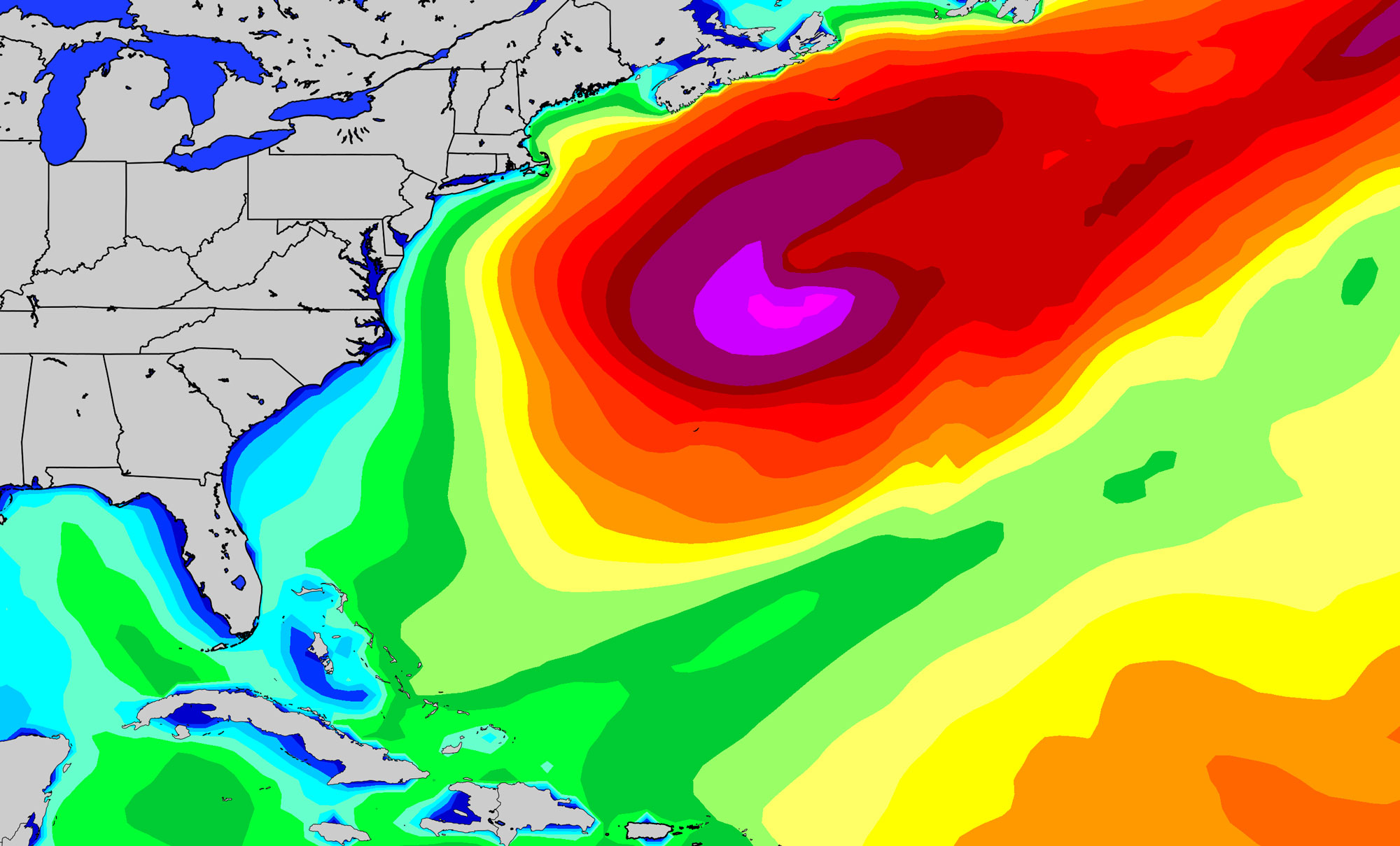 Hurricane Force Low Sends Surf To The East Coast And Caribbean